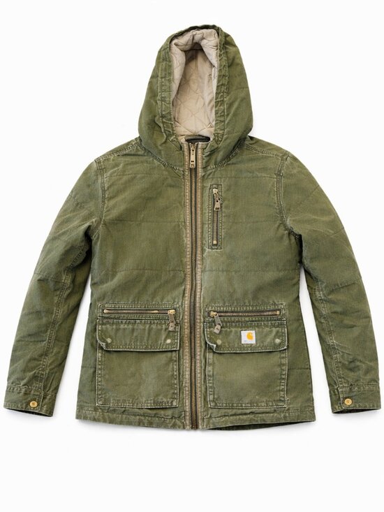 Carhartt Womens Gallatin Utility Jacket Quilt Lined Zip Front Hood 100667 Small - Picture 3 of 9